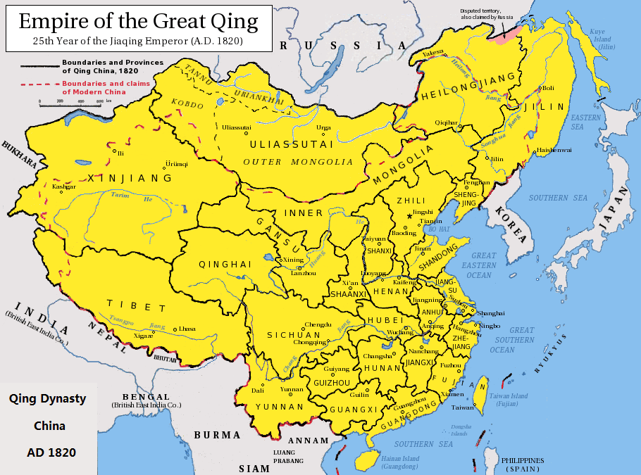 Map of the Qing Dynasty in 1820 © Wikimedia Commons CC BY-SA 3.0