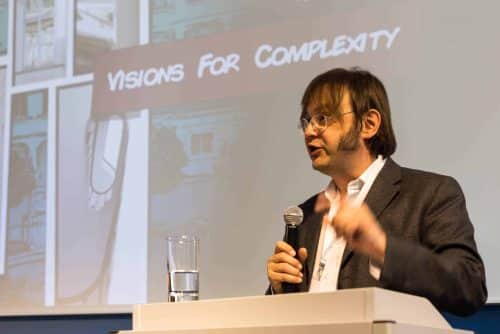 Stefan Thurner CSH President speaking at Complexity Science Hub Vienna Opening Conference Visions for Complexity © Christine Knoll-Ramach