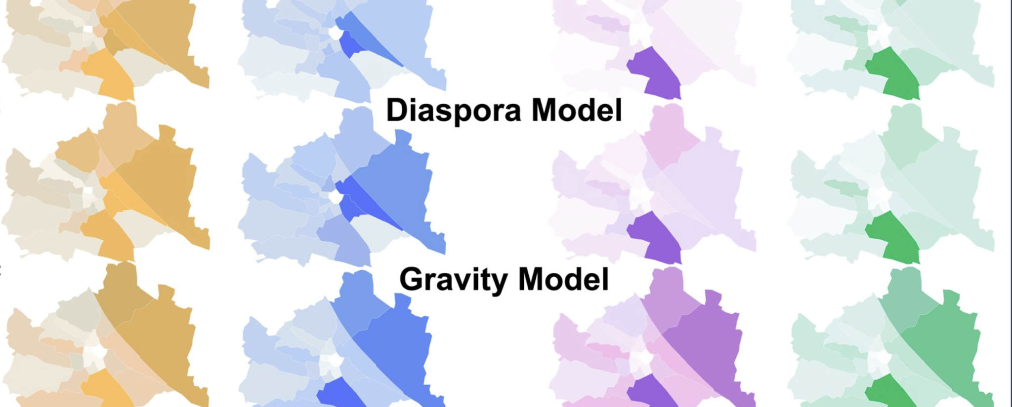 The diaspora model for human migration. Vienna model results (c) Complexity Science Hub